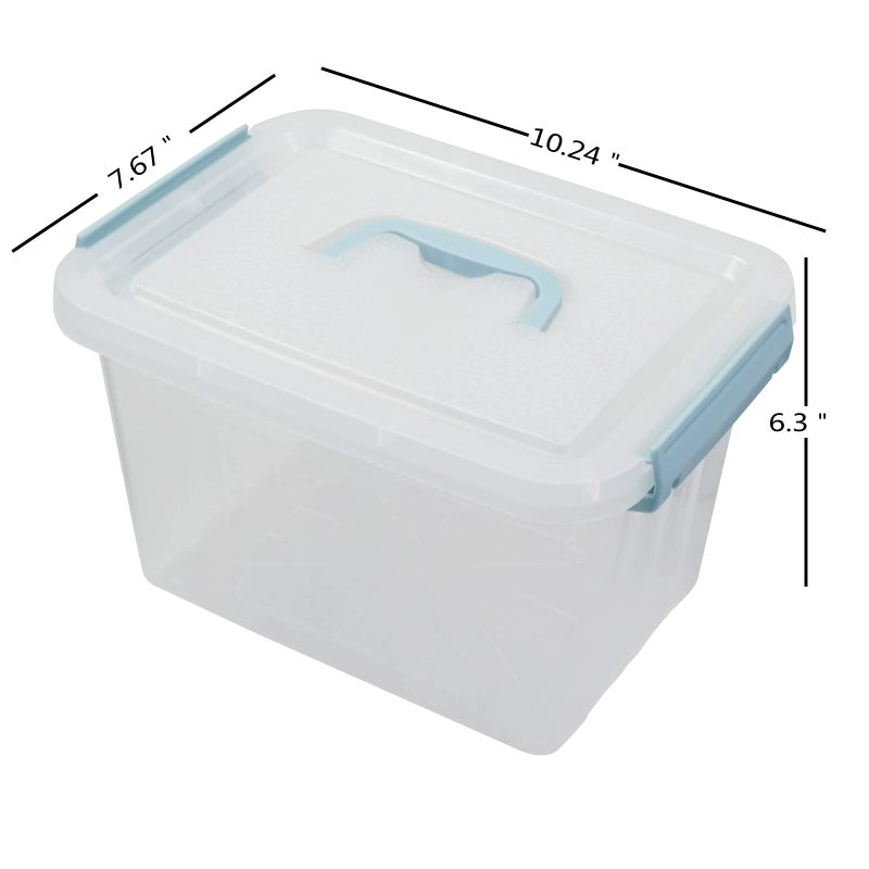 Ucake 8 Quart Plastic Small Storage Box with Handel, Clear Storage Bin with Lid, 6 Pack - Image 4